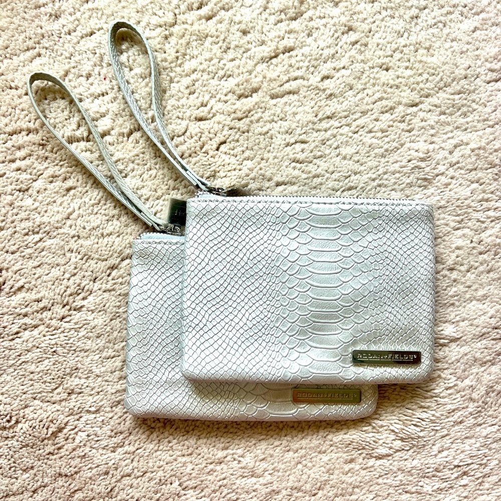 Silver snakeskin wristlet